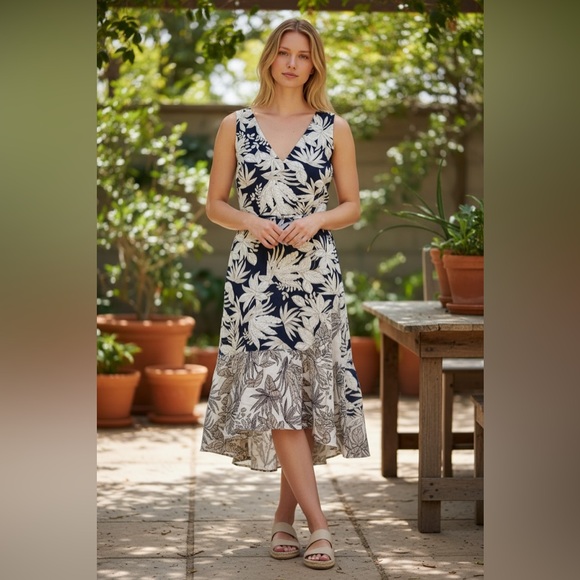 Vince Camuto Dresses & Skirts - Vince Camuto Purple and White Tropical Wrap High-Low Dress New With Tag Size 14